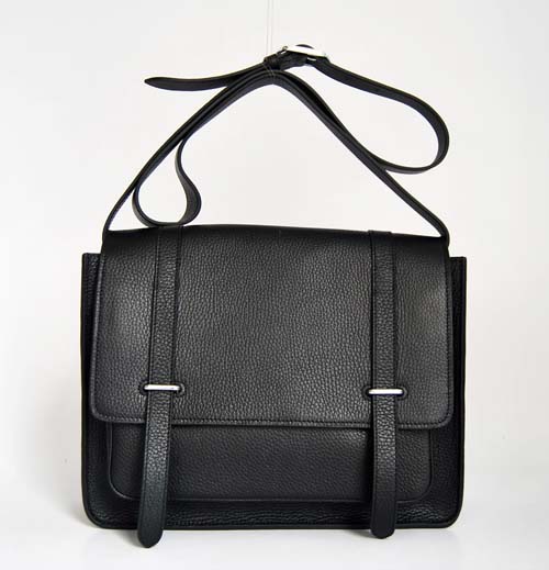 Replica Hermes Steve Togo Leather Messenger Bag Black 92112 - 1:1 Copy - Click Image to Close